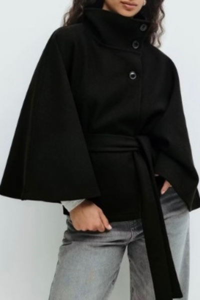 LIGNE PURE - MANTEAU CEINTURÉ À COL HAUT