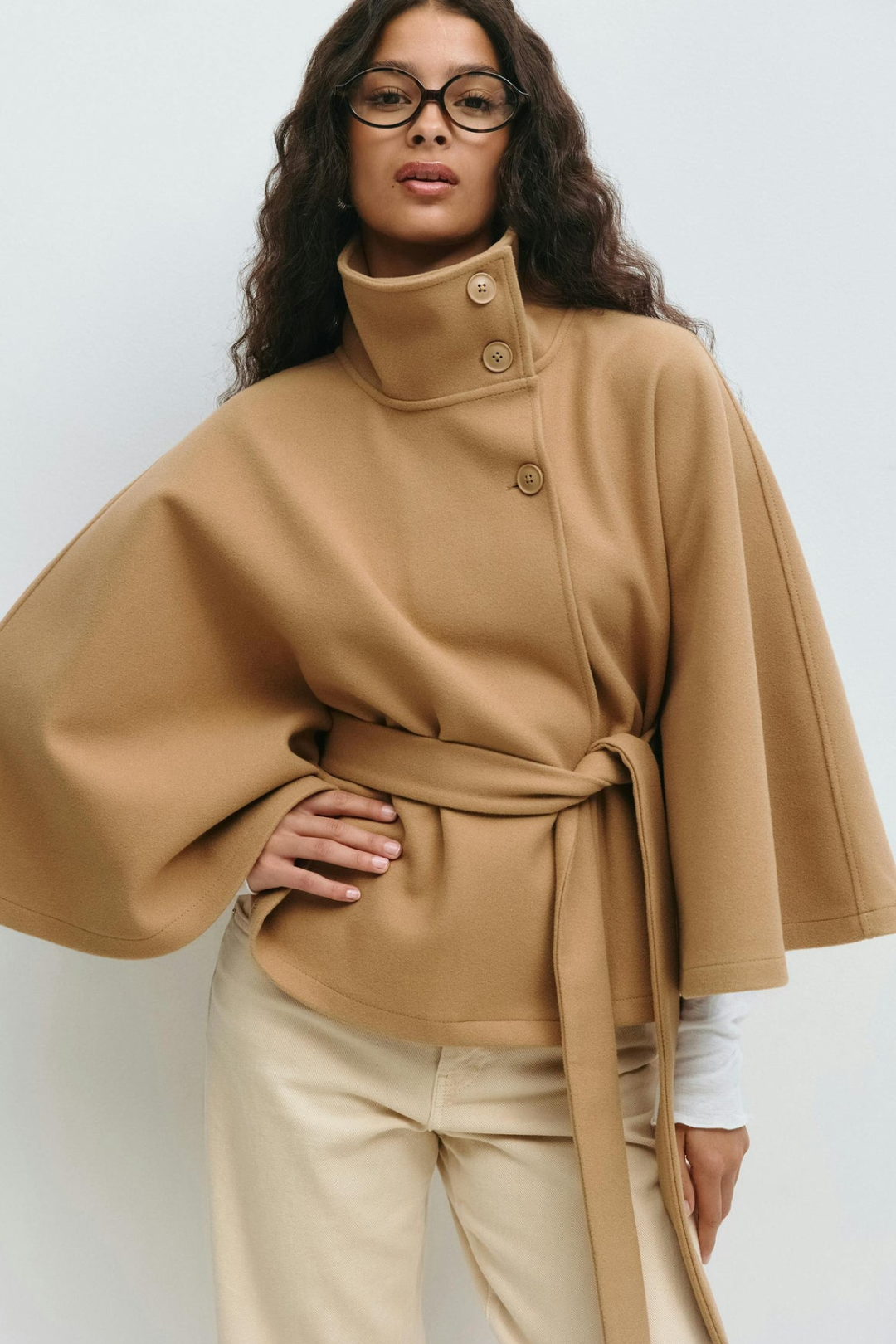 LIGNE PURE - MANTEAU CEINTURÉ À COL HAUT