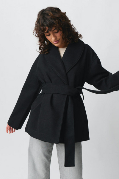 LIGNE PURE - MANTEAU CEINTURÉ À COL HAUT