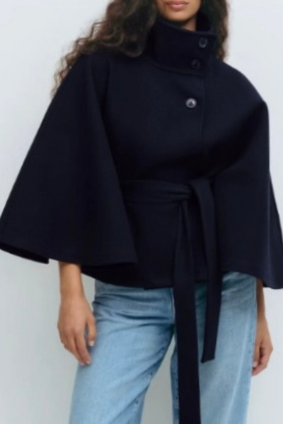 LIGNE PURE - MANTEAU CEINTURÉ À COL HAUT
