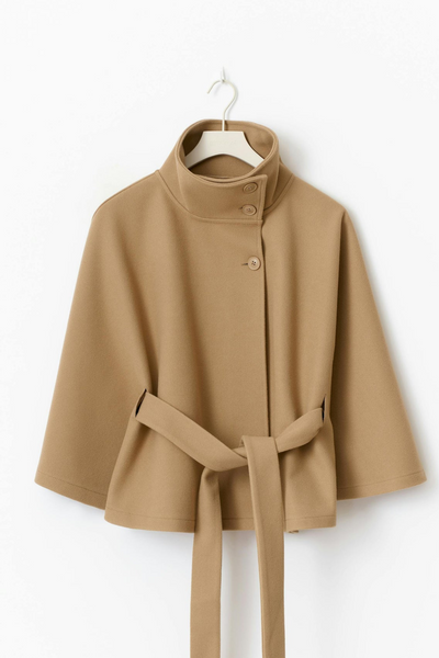 LIGNE PURE - MANTEAU CEINTURÉ À COL HAUT