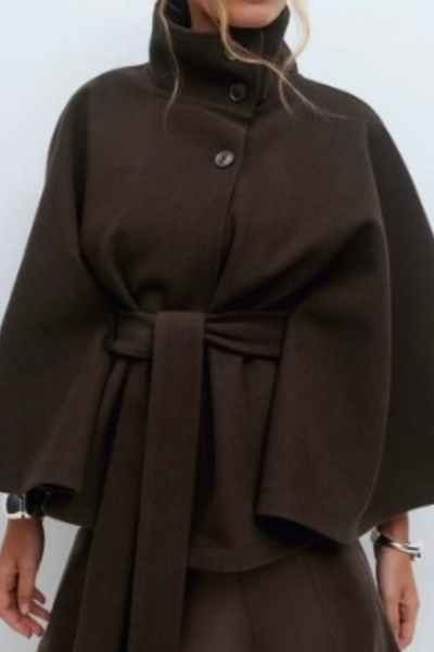 LIGNE PURE - MANTEAU CEINTURÉ À COL HAUT
