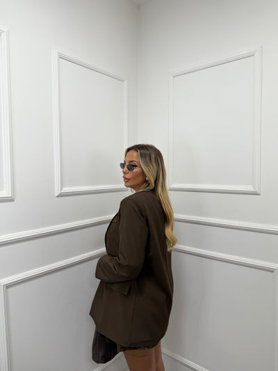 Blazer doppiopetto con spalline cioccolato m11093