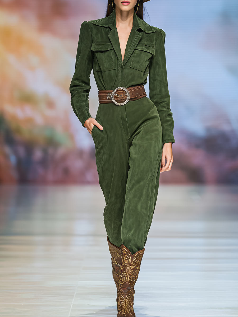 Combinaison Western Rétro en Daim