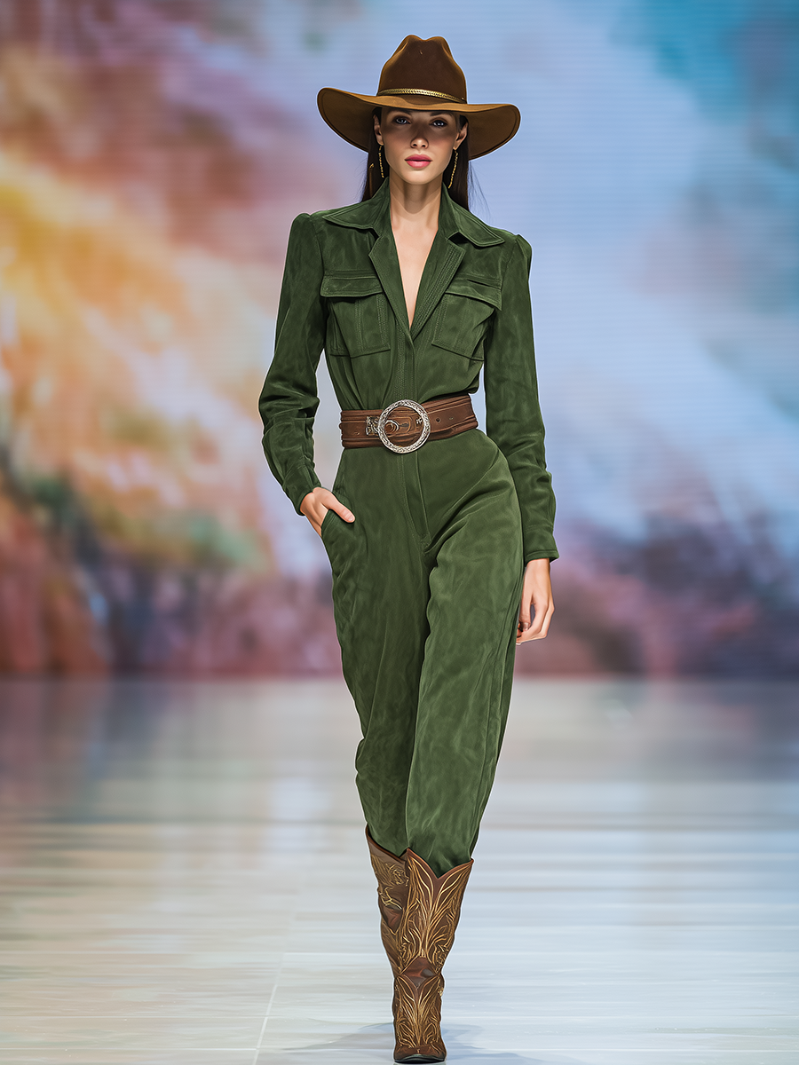 Combinaison Western Rétro en Daim