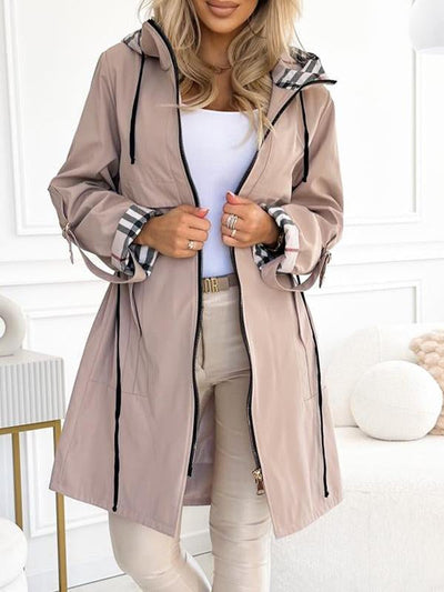 Manteau long à capuche zippé femme